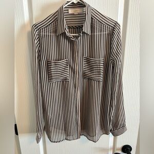 Black and White Striped Button-Up Shirt